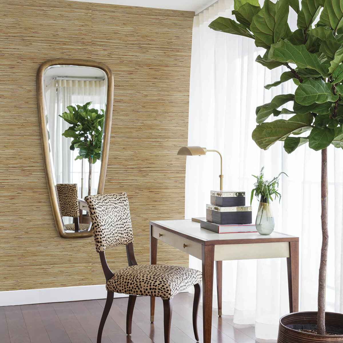 Shuang Light Brown Handmade Grasscloth Wallpaper - York Wallcoverings - 2972-86107 - York Wallcoverings Wallpaper