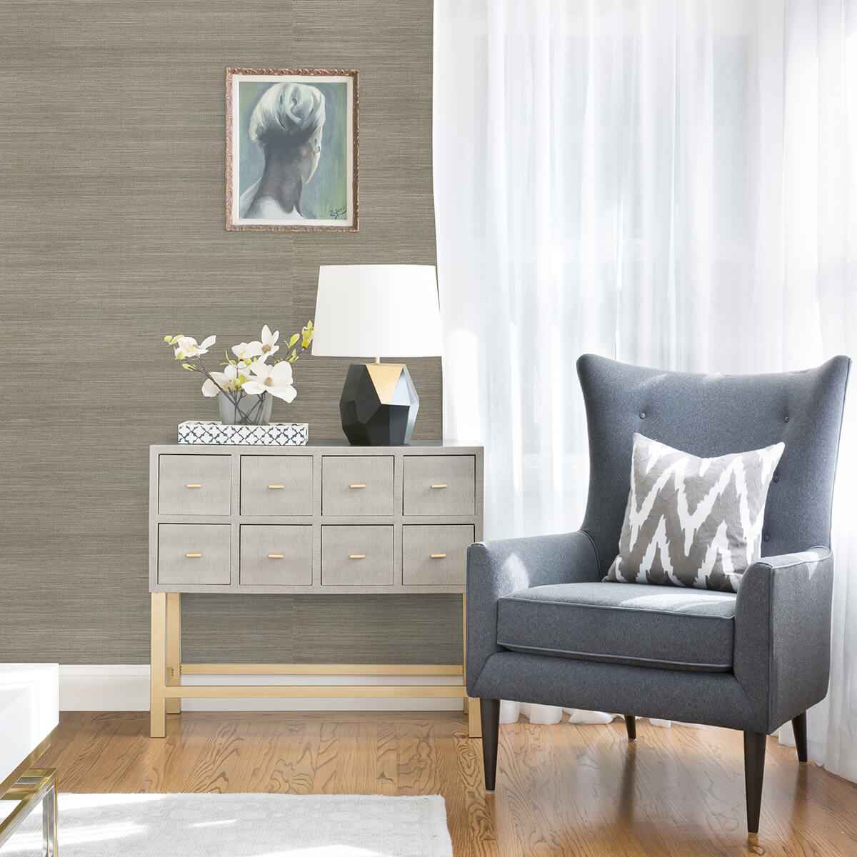Caihon Silver Sisal Grasscloth Wallpaper - York Wallcoverings - 2972-86116 - York Wallcoverings Wallpaper