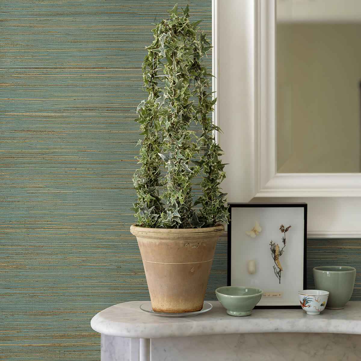 Kira Turquoise Hemp Grasscloth Wallpaper - York Wallcoverings - 2972-86125 - York Wallcoverings Wallpaper