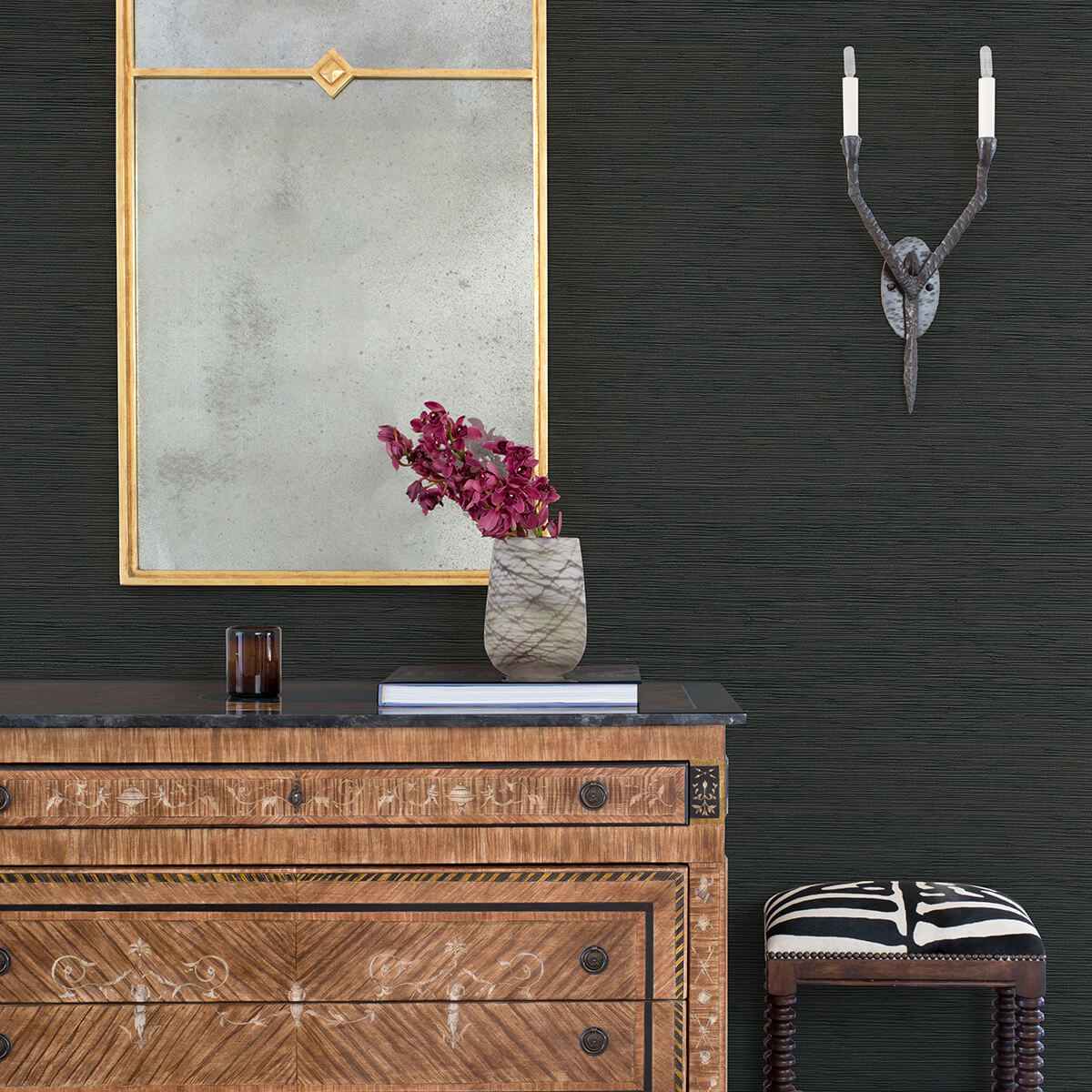 Kira Charcoal Hemp Grasscloth Wallpaper - York Wallcoverings - 2972-86132 - York Wallcoverings Wallpaper