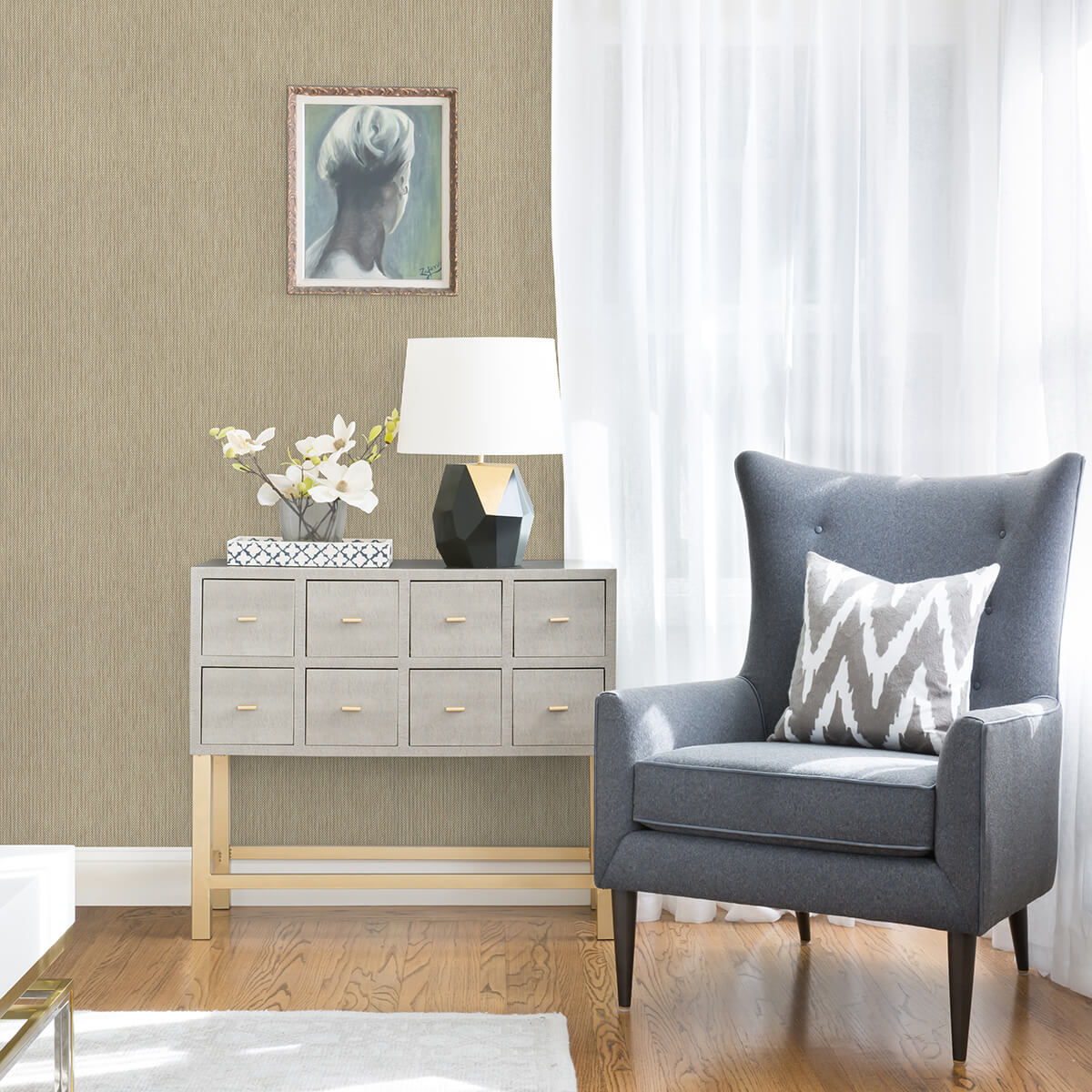jia-taupe-paper-weave-grasscloth-wallpaper-york-wallcoverings-2972-86140 - York Wallcoverings Wallpaper