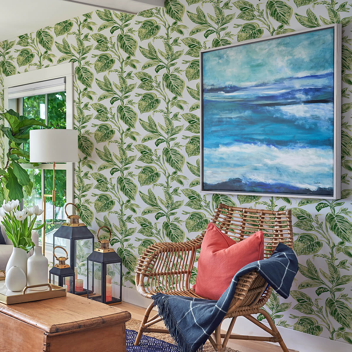 Green Caryota Peel & Stick Wallpaper - York Wallcoverings - NUS4446 - York Wallcoverings Wallpaper