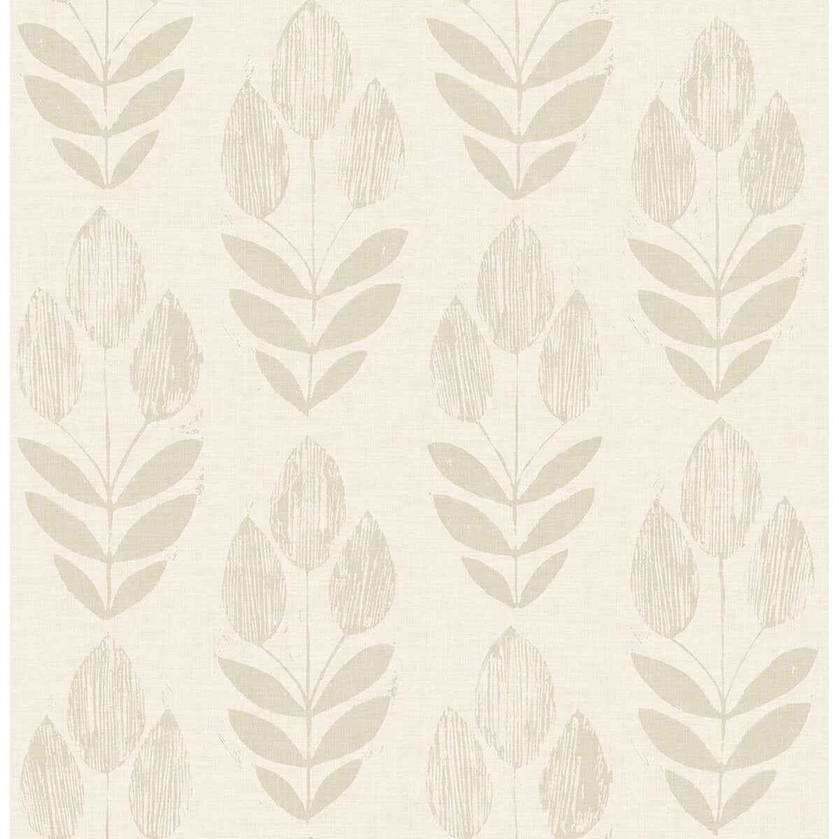 Cream Folk Tulip Peel and Stick Wallpaper - York Wallcoverings - NUS4302