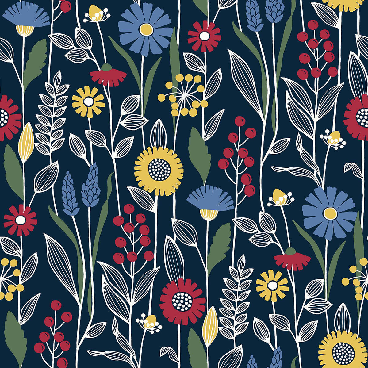 Navy Jane Peel & Stick Wallpaper - York Wallcoverings - NUS4045 - York Wallcoverings Wallpaper