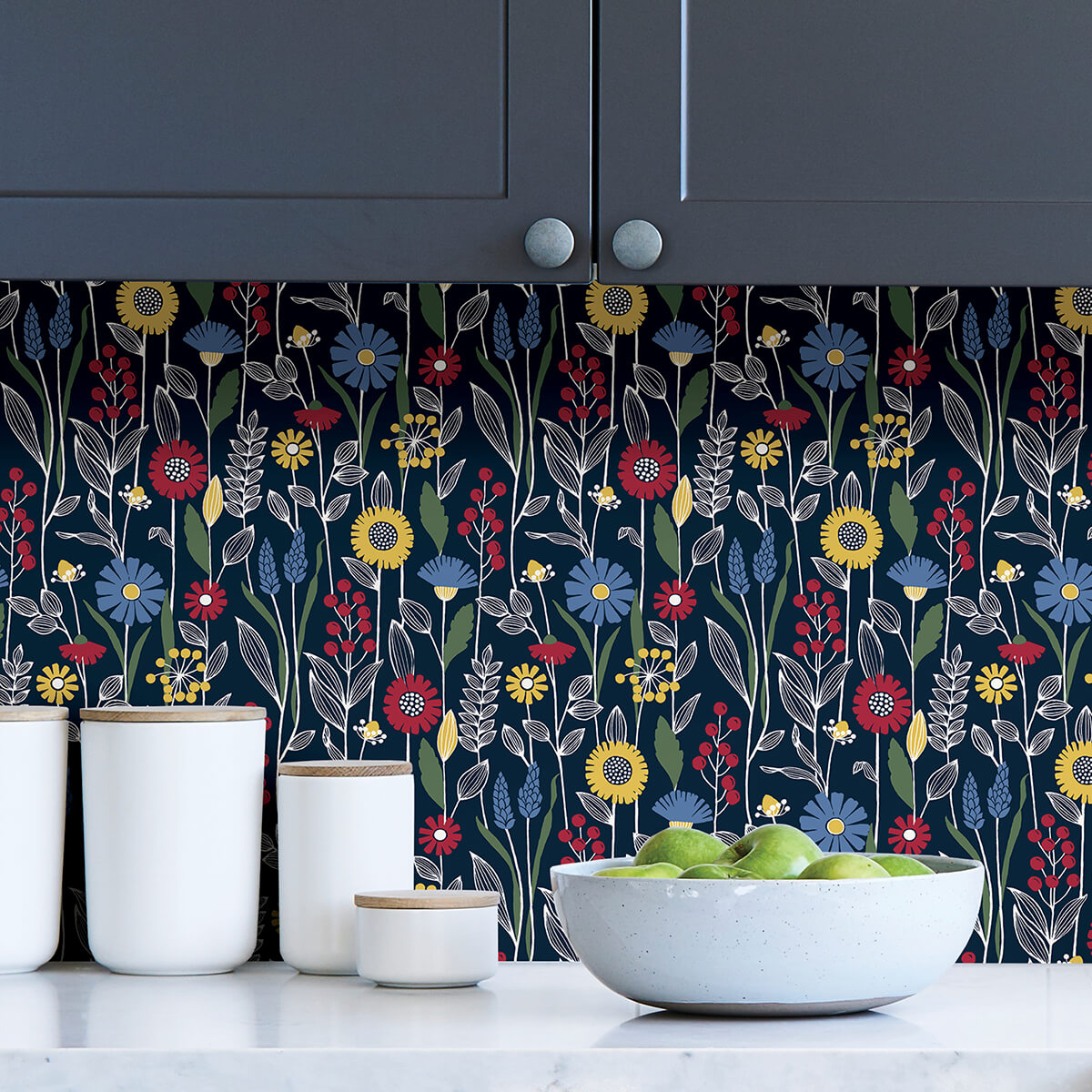 Navy Jane Peel & Stick Wallpaper - York Wallcoverings - NUS4045 - York Wallcoverings Wallpaper