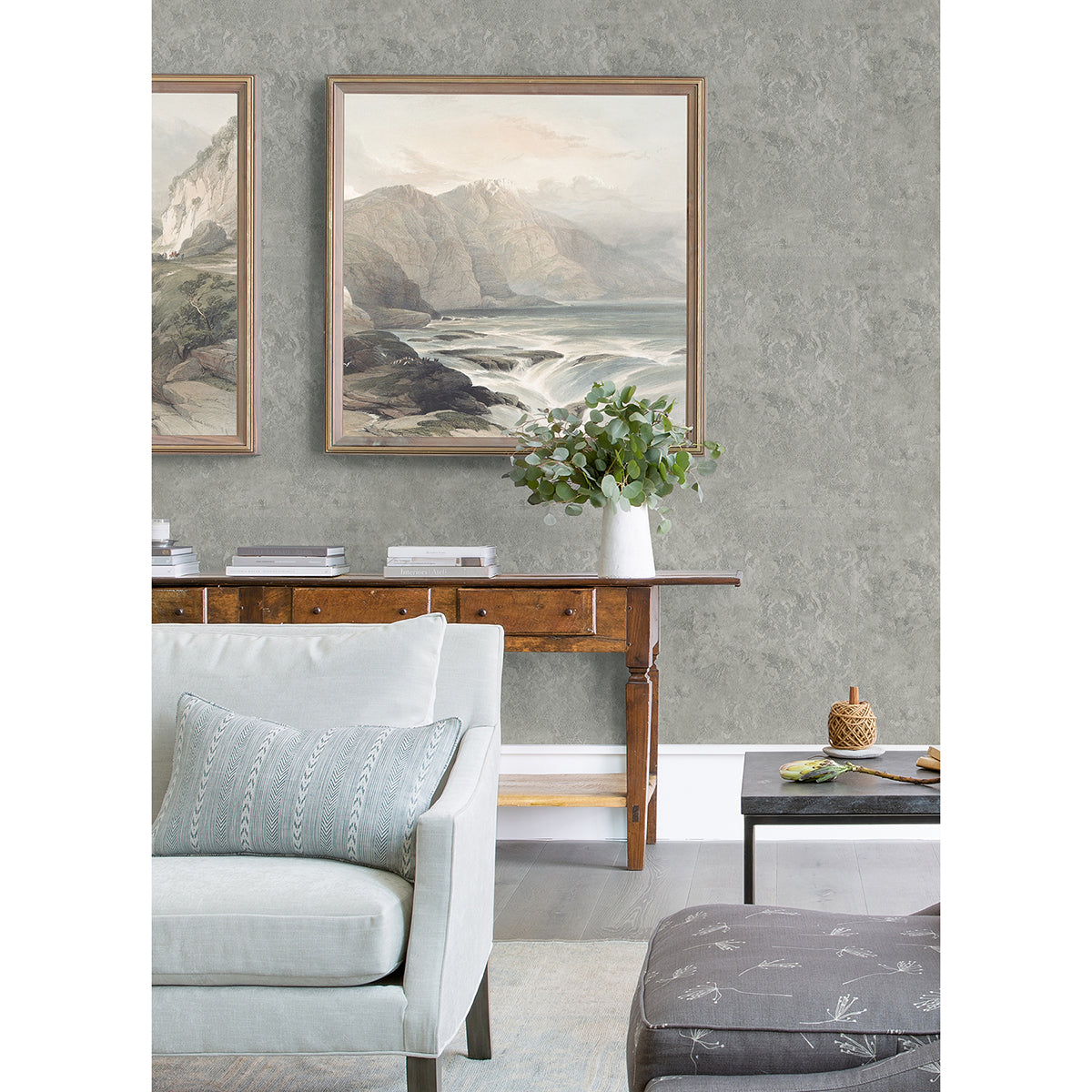 Francesca Pewter Texture Wallpaper  | Brewster Wallcovering