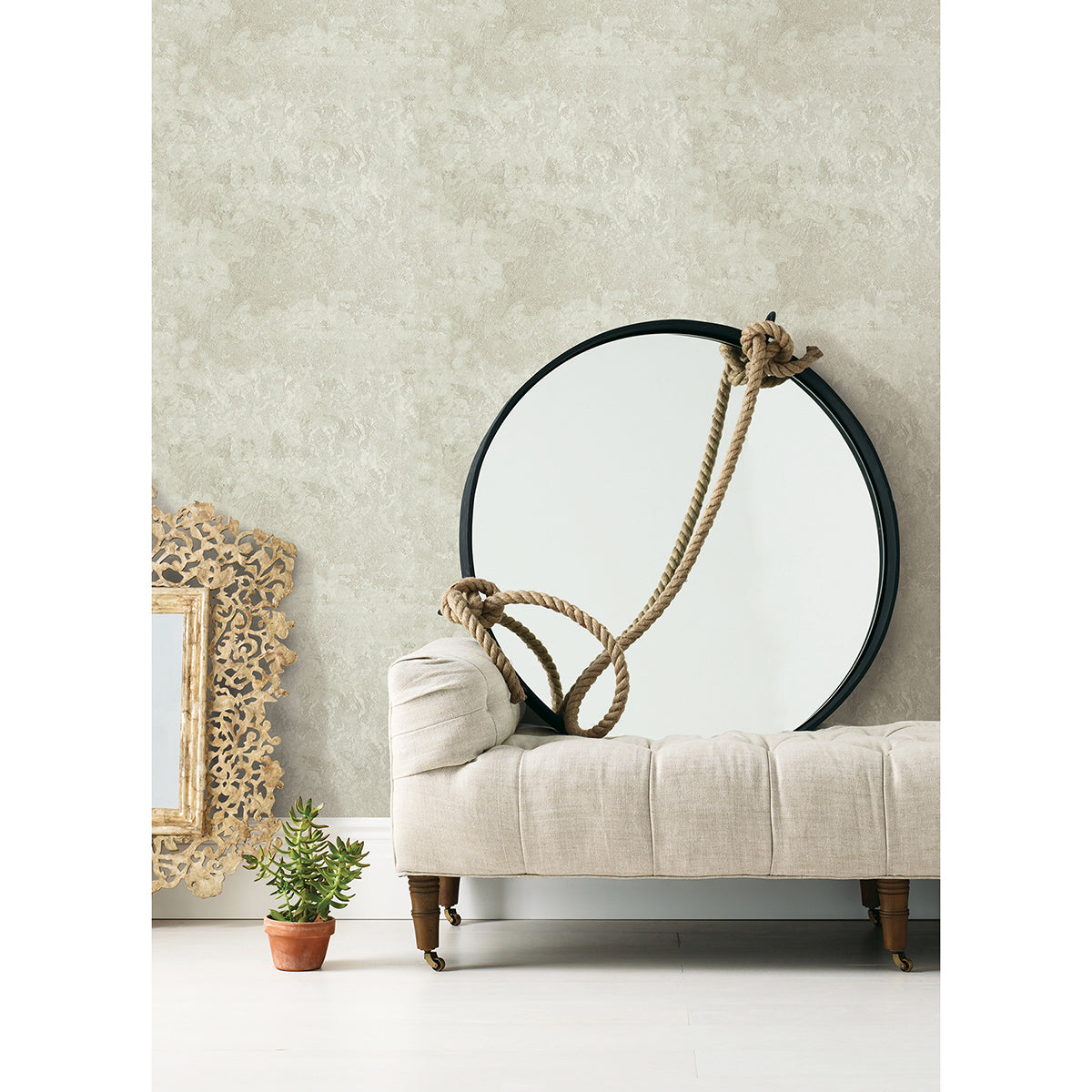 Francesca Cream Texture Wallpaper  | Brewster Wallcovering