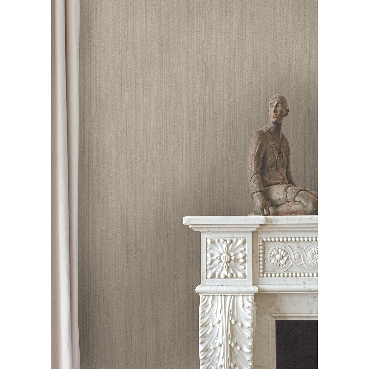 Pietra Taupe Silk Wallpaper - Brewster Wallcovering