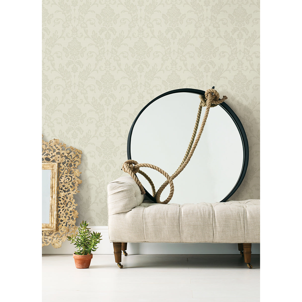 Antonella Silver Scroll Wallpaper  | Brewster Wallcovering - The WorkRm