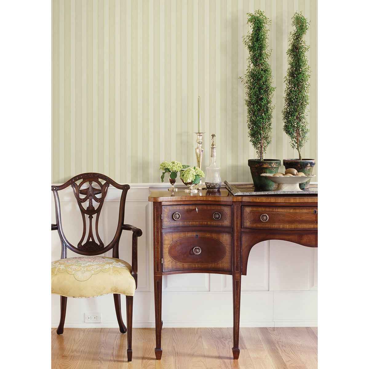 Zeta Light Yellow Moire Stripe Wallpaper - York Wallcoverings - 4058-21791 - York Wallcoverings Wallpaper