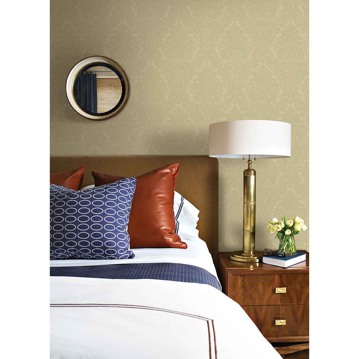 Betina Gold Damask Wallpaper - York Wallcoverings - 4058-24800 - York Wallcoverings Wallpaper