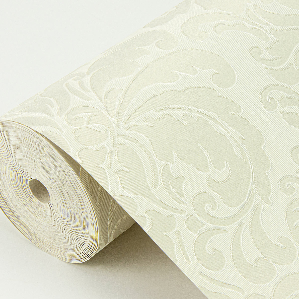 Betina Light Yellow Damask Wallpaper - Brewster Wallcovering