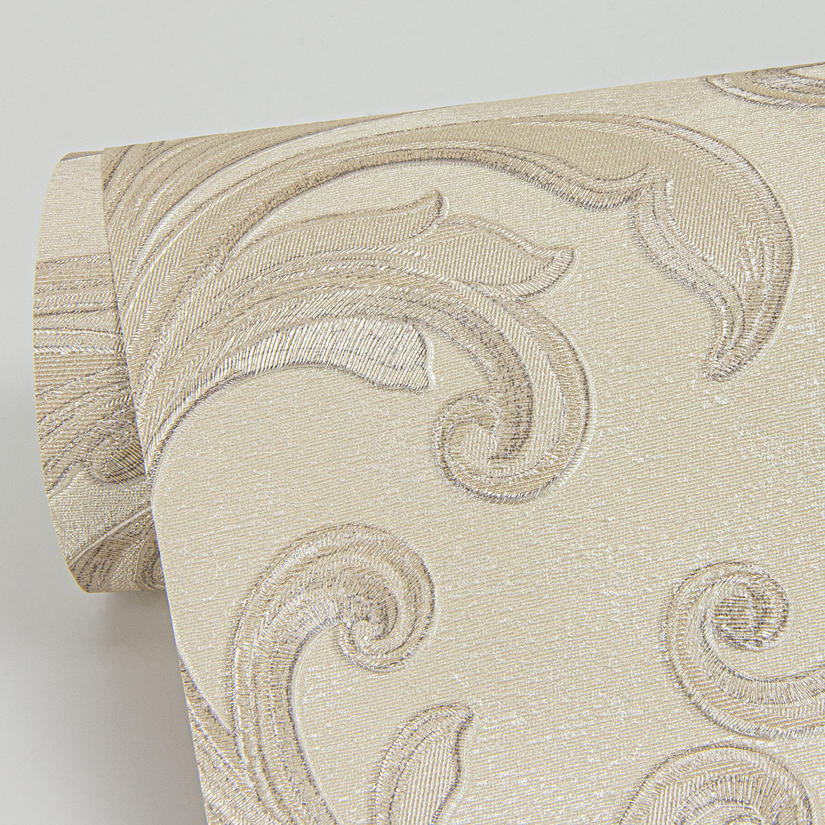 Noemi Taupe Acanthus Wallpaper - Brewster Wallcovering