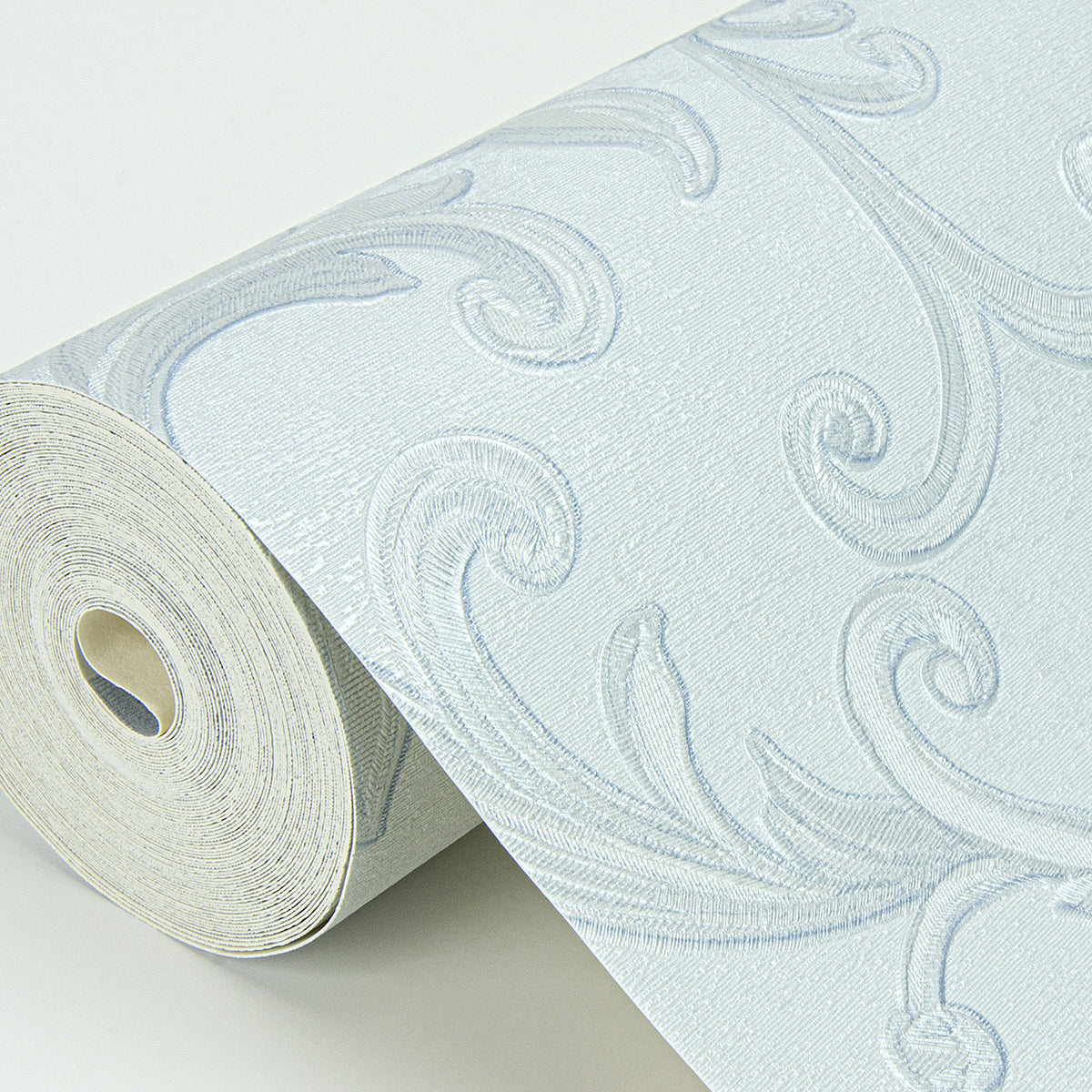 Noemi Light Blue Acanthus Wallpaper - Brewster Wallcovering