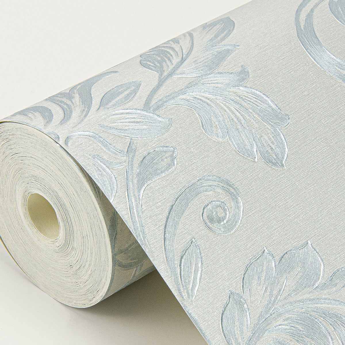 Antonella Light Blue Scroll Wallpaper  | Brewster Wallcovering - The WorkRm