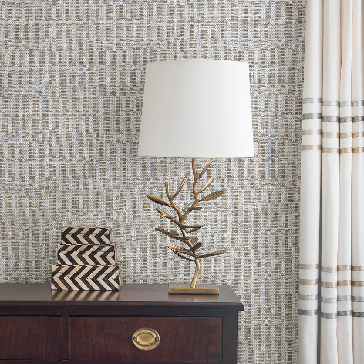 Bohemian Bling Grey Basketweave Wallpaper - Brewster Wallcovering