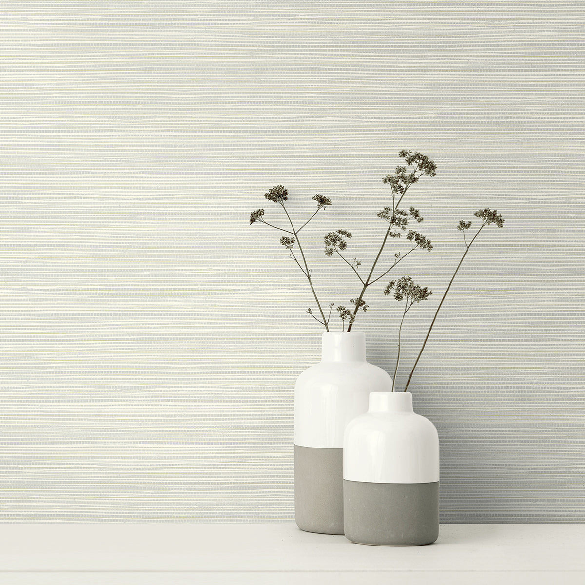 Bondi Light Grey Grasscloth Texture Wallpaper - Brewster Wallcovering