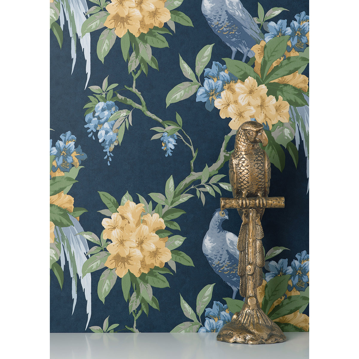 golden-pheasant-dark-blue-floral-wallpaper-york-wallcoverings-m1661 - York Wallcoverings Wallpaper