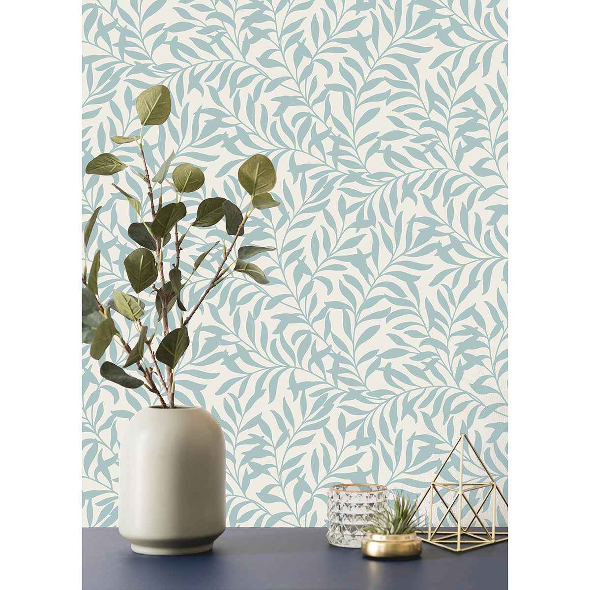 Salix Light Blue Leaf Wallpaper - York Wallcoverings - M1669