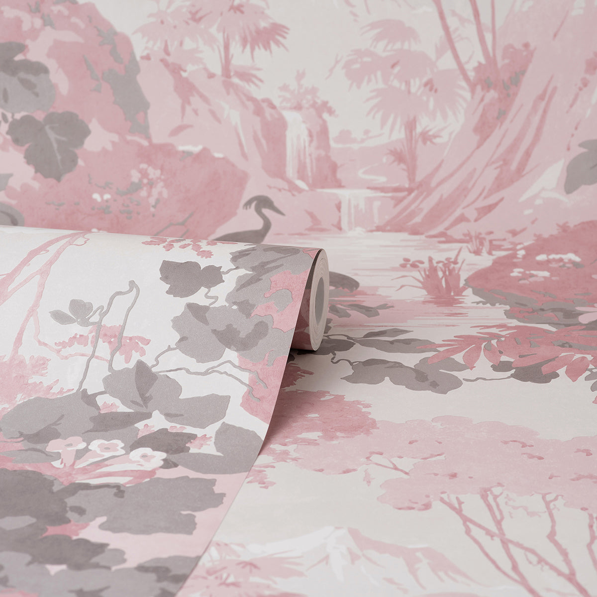 eden-pink-crane-lagoon-wallpaper-york-wallcoverings-m1676 - York Wallcoverings Wallpaper