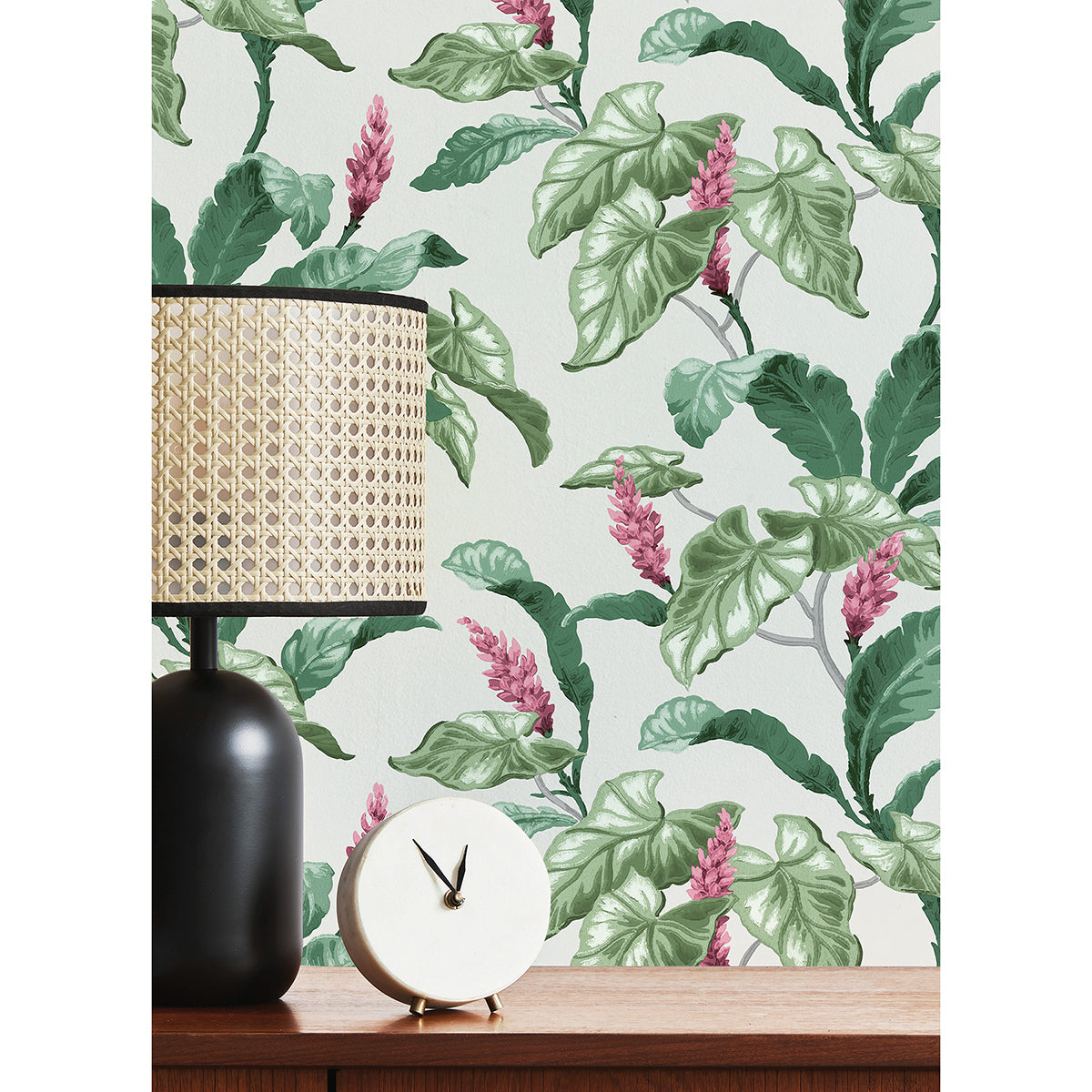 Meridian Parade Green Tropical Leaves Wallpaper - Brewster Wallcovering