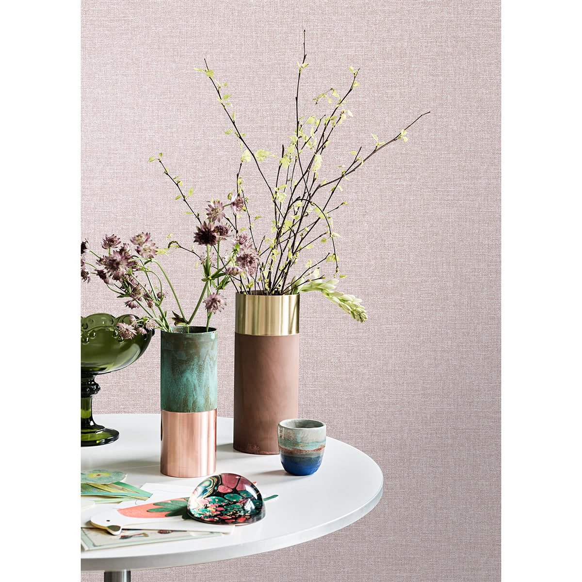 Glen Pink Linen Wallpaper - York Wallcoverings - M1699 - York Wallcoverings Wallpaper