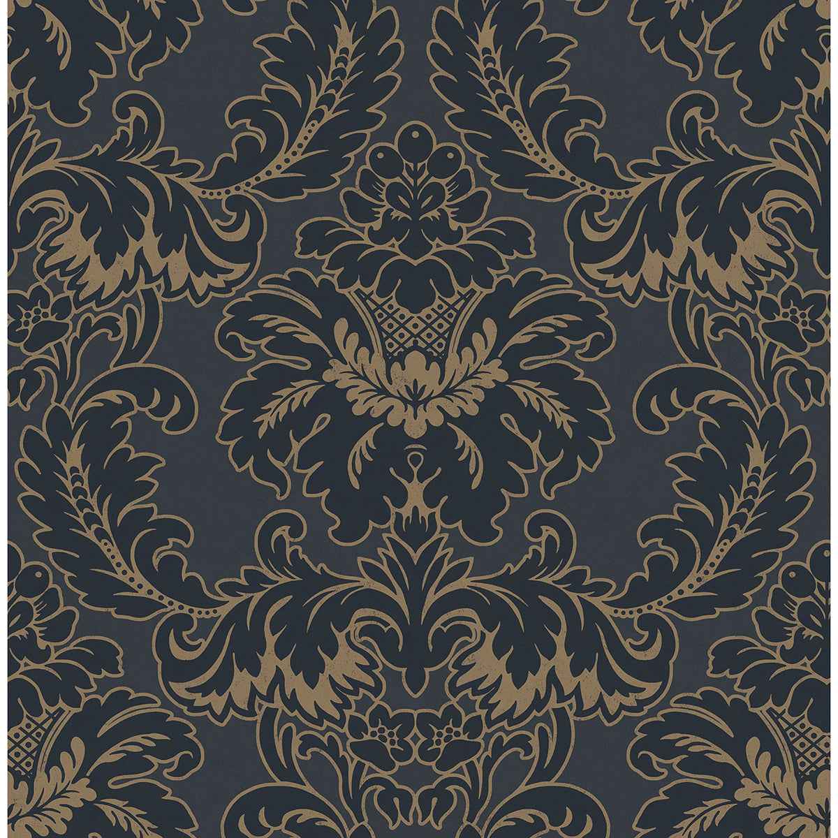 Windsor Blue Damask Wallpaper - York Wallcoverings - M1704