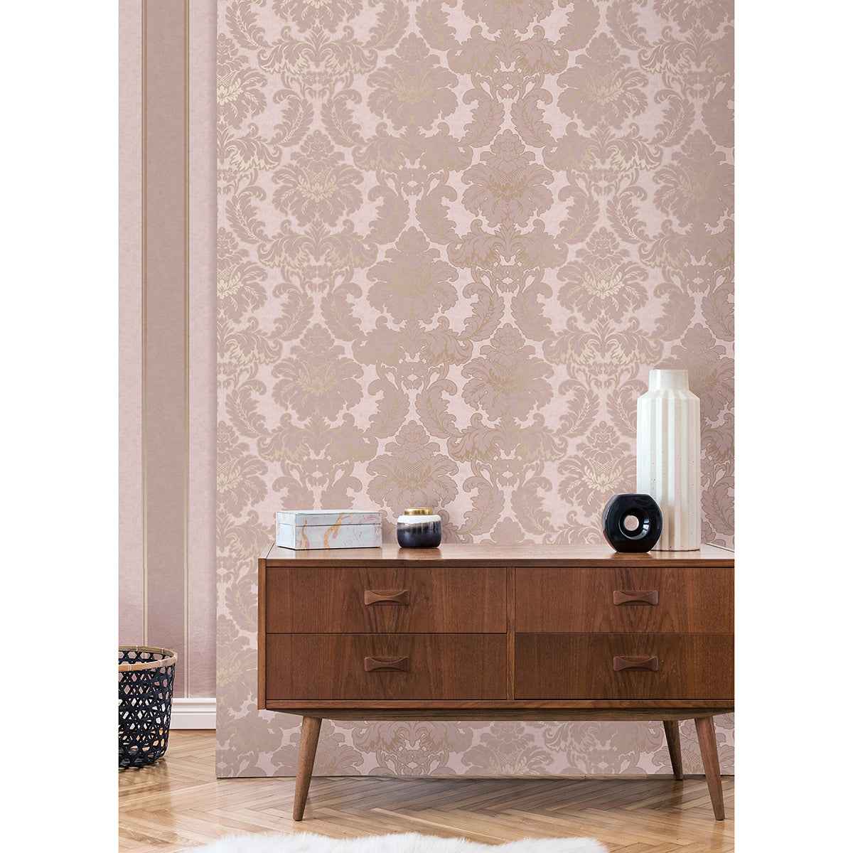 Windsor Pink Damask Wallpaper - York Wallcoverings - M1706 - York Wallcoverings Wallpaper