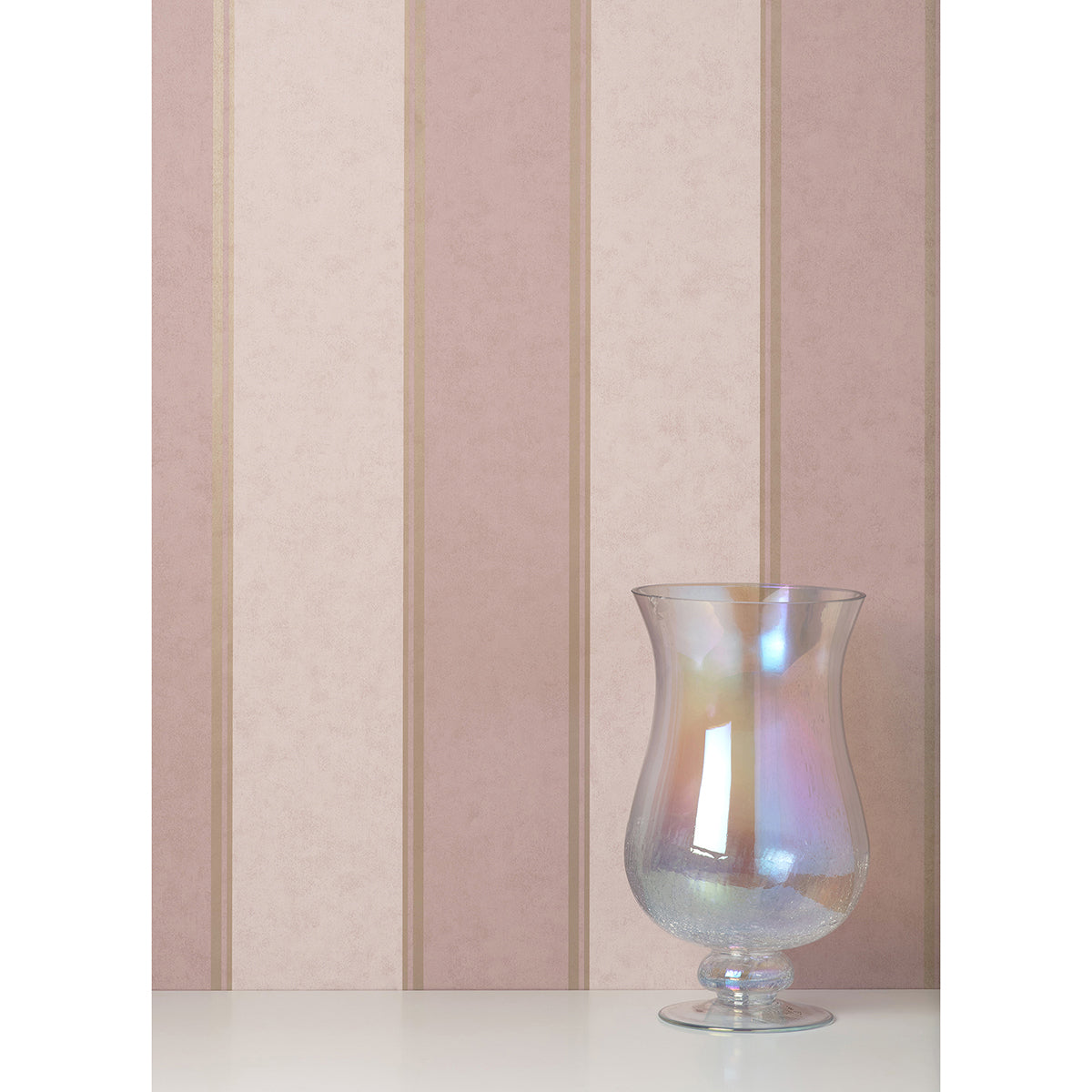 Rydia Pink Stripe Wallpaper - Brewster Wallcovering