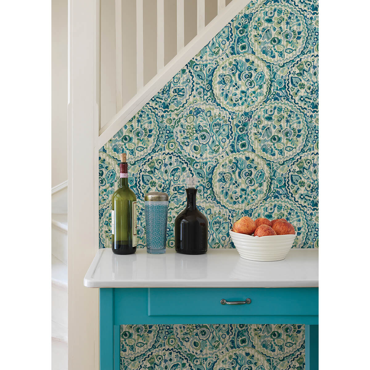 Teal Camille Peel & Stick Wallpaper - York Wallcoverings - CBS4507 - York Wallcoverings Wallpaper