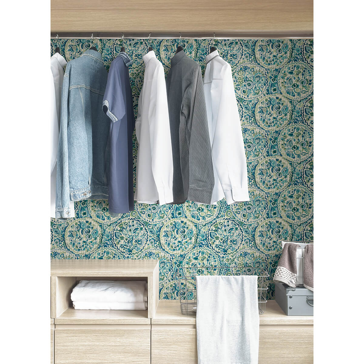 Teal Camille Peel & Stick Wallpaper - York Wallcoverings - CBS4507 - York Wallcoverings Wallpaper