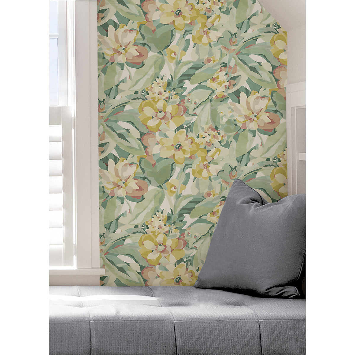 Yellow Belles Fleurs Peel and Stick Wallpaper - Brewster Wallcovering