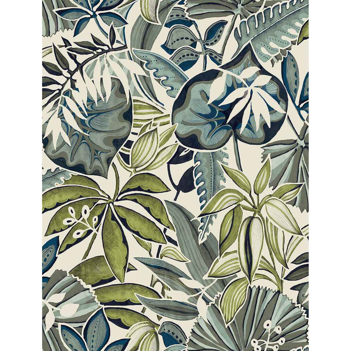 Slate Feuilles Peel & Stick Wallpaper - York Wallcoverings - CBS4514