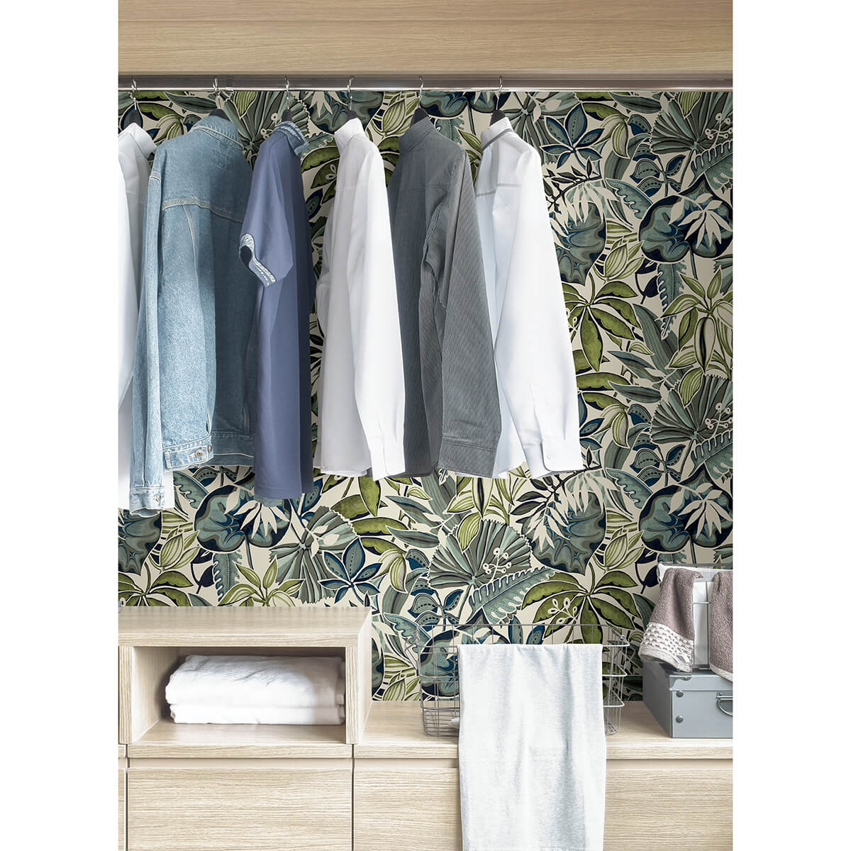 Slate Feuilles Peel & Stick Wallpaper - York Wallcoverings - CBS4514 - York Wallcoverings Wallpaper