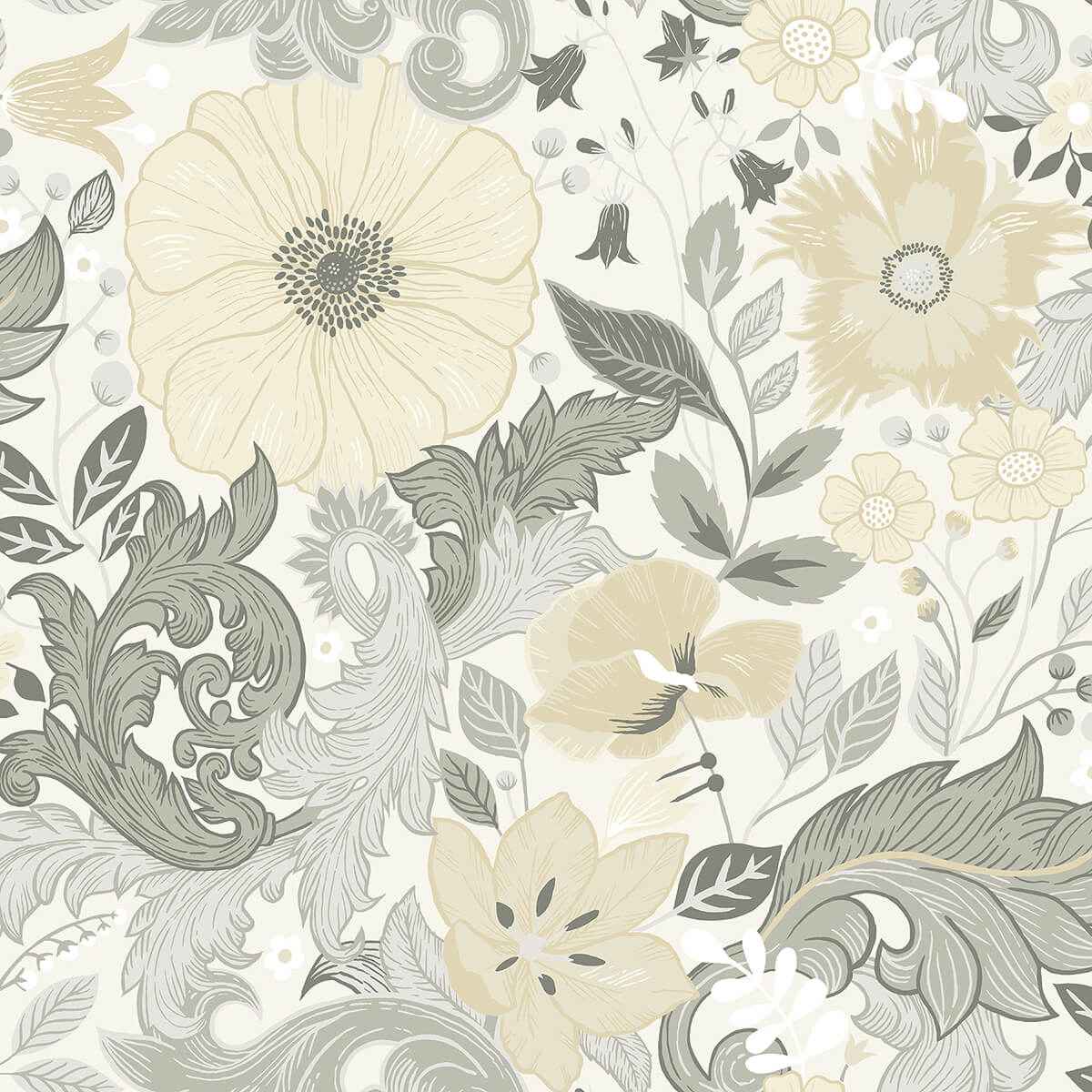 Victoria Pastel Floral Nouveau Wallpaper - York Wallcoverings - 2999-13106 - York Wallcoverings Wallpaper