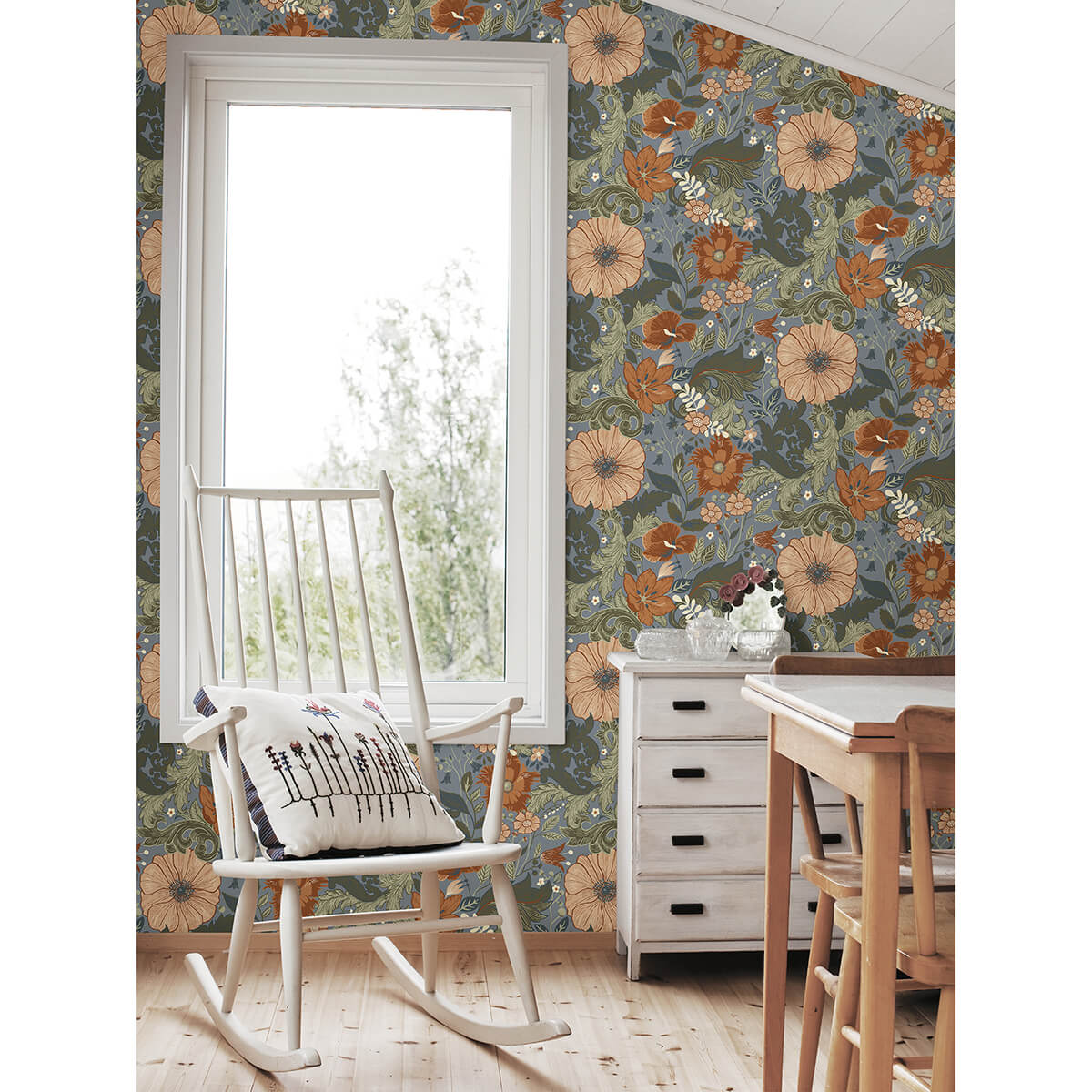 victoria-blue-floral-nouveau-wallpaper-york-wallcoverings-2999-13108 - York Wallcoverings Wallpaper