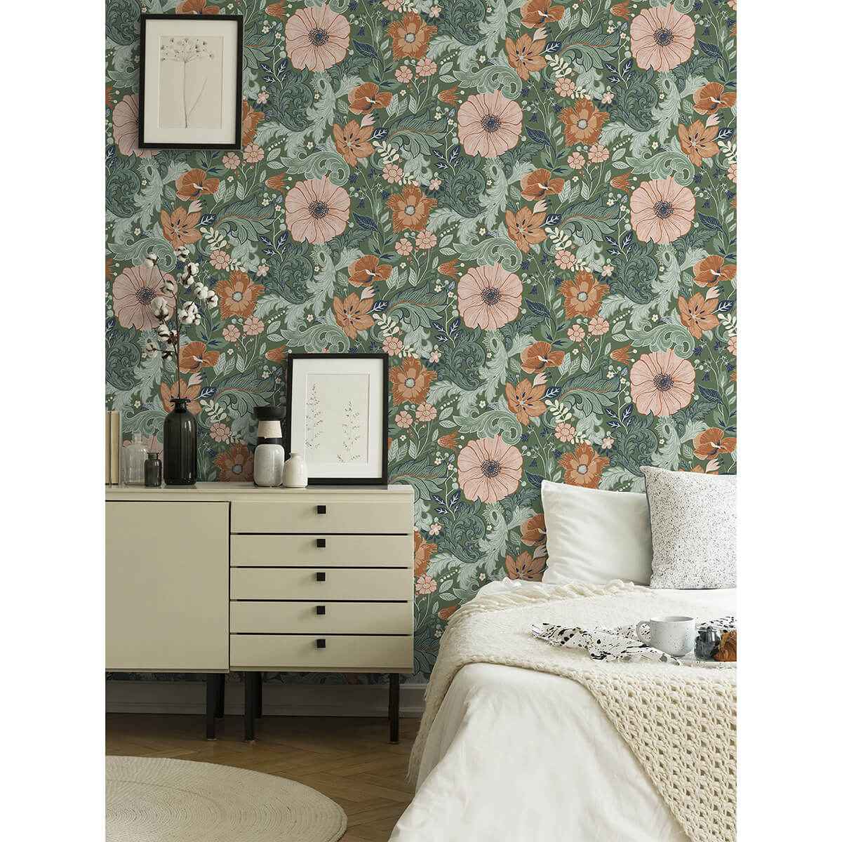 Victoria Green Floral Nouveau Wallpaper - York Wallcoverings - 2999-13109 - York Wallcoverings Wallpaper