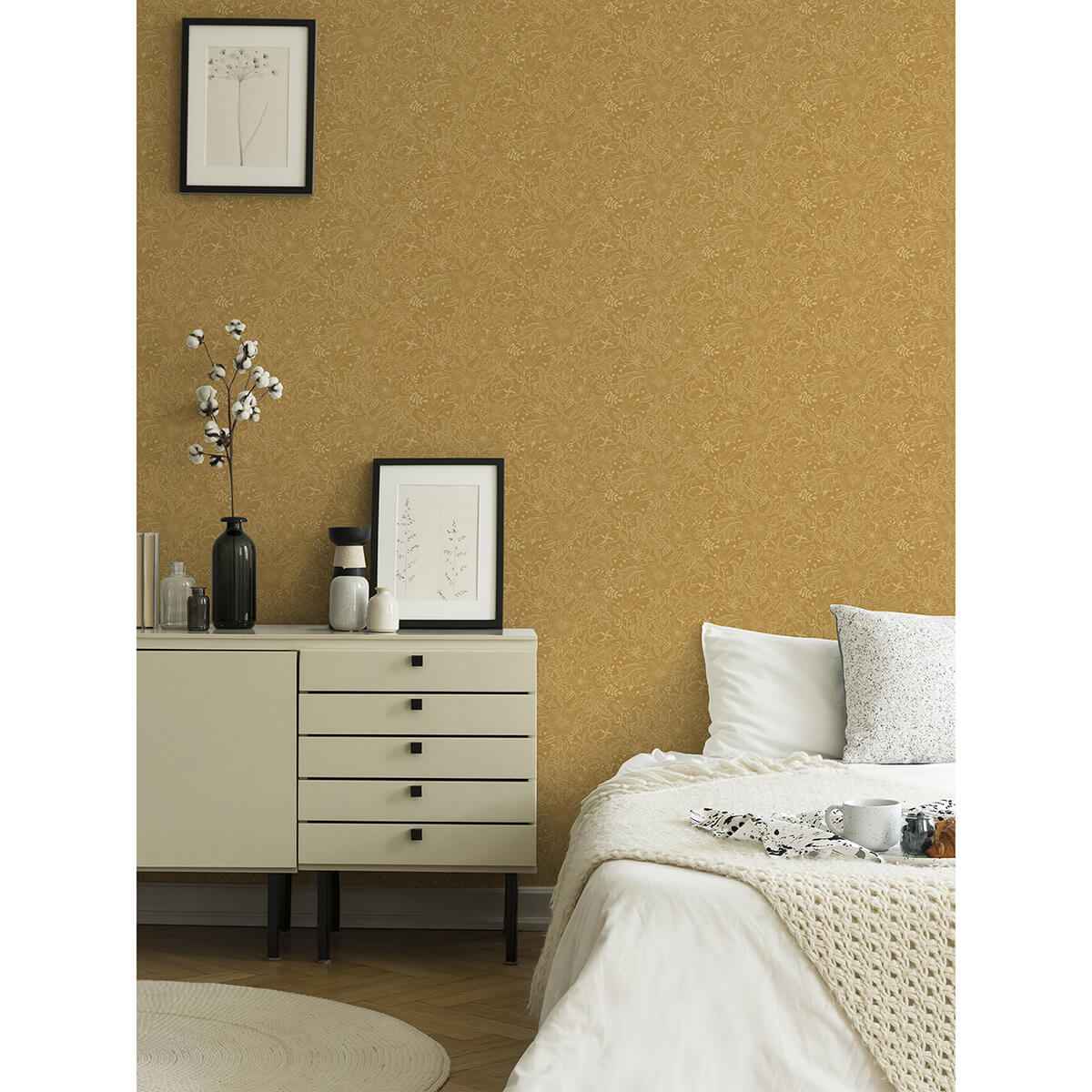 Wilma Yellow Block Print Wallpaper - York Wallcoverings - 2999-13127 - York Wallcoverings Wallpaper