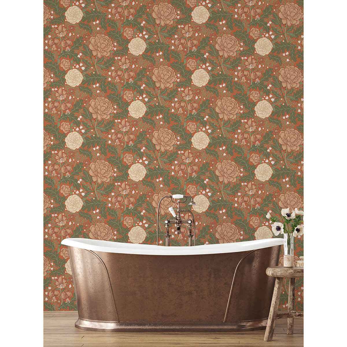 Camille Red Peony & Lily Wallpaper - York Wallcoverings - 2999-14004 - York Wallcoverings Wallpaper