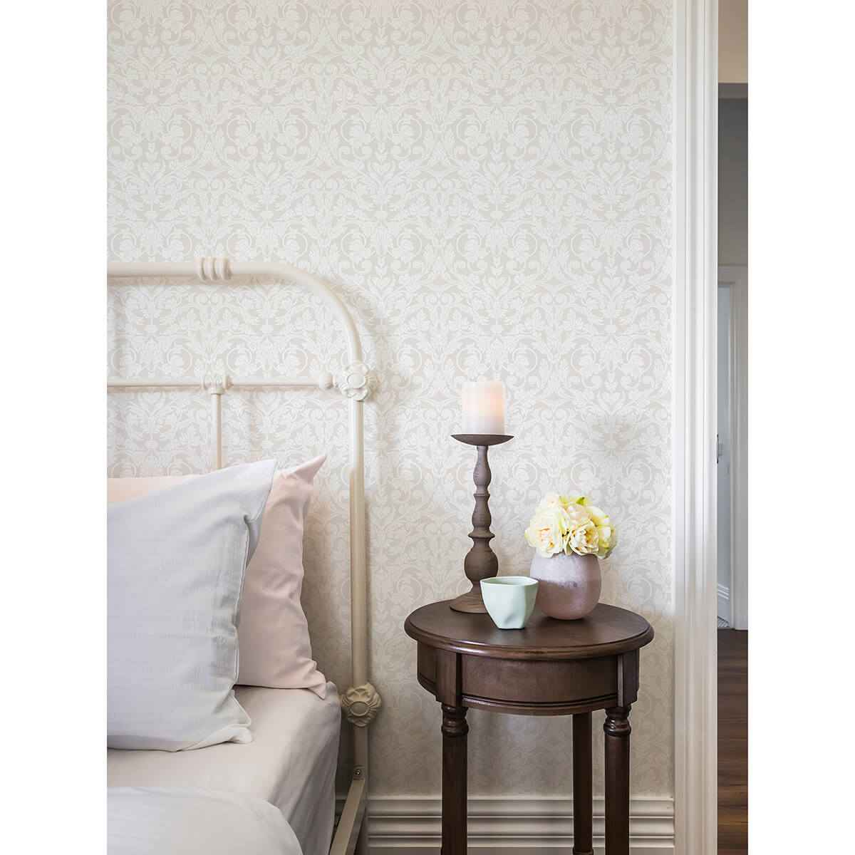 Rosali Cream Scroll Damask Wallpaper - York Wallcoverings - 2999-14005 - York Wallcoverings Wallpaper