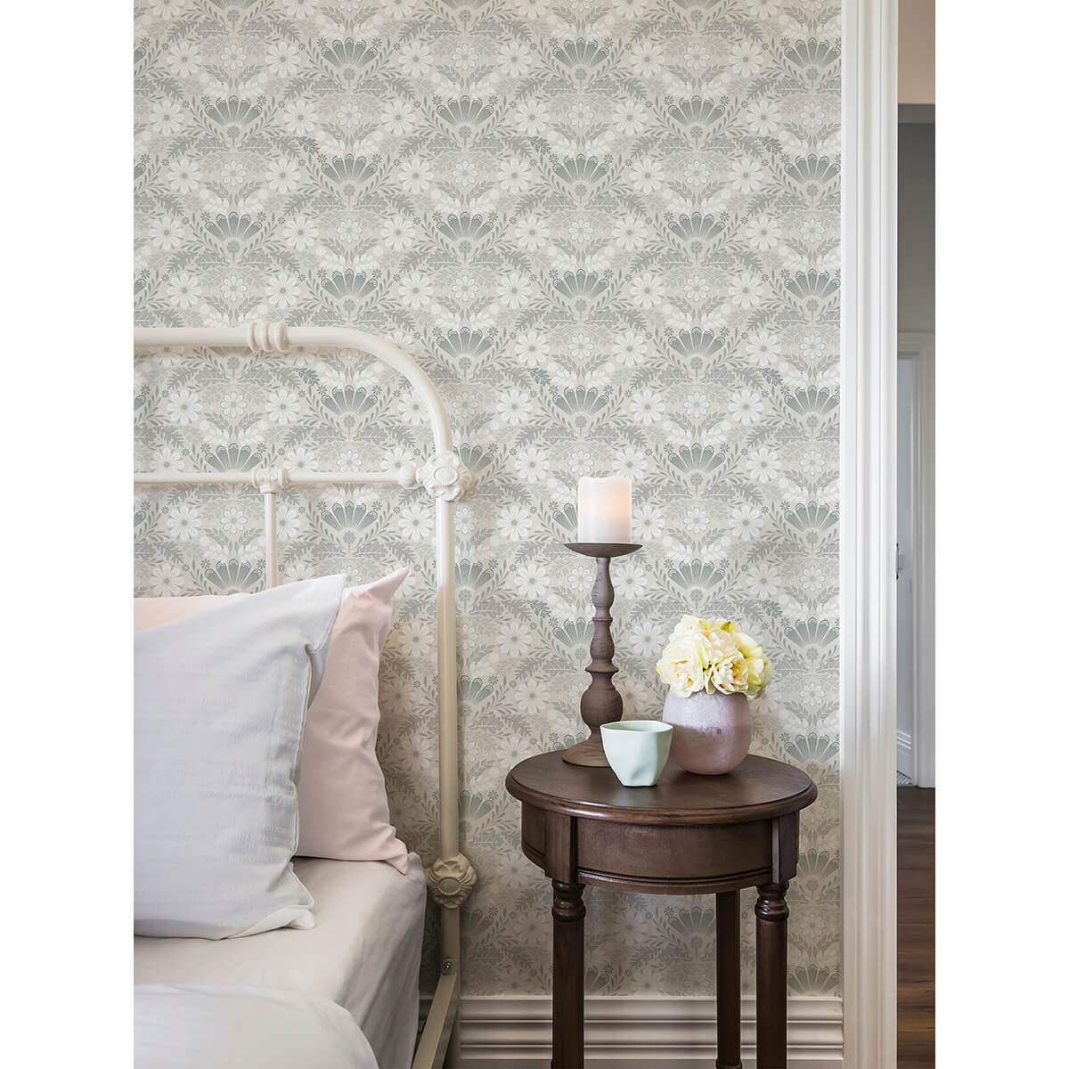 klockrike-light-grey-botanical-damask-wallpaper-york-wallcoverings-2999-24125 - York Wallcoverings Wallpaper