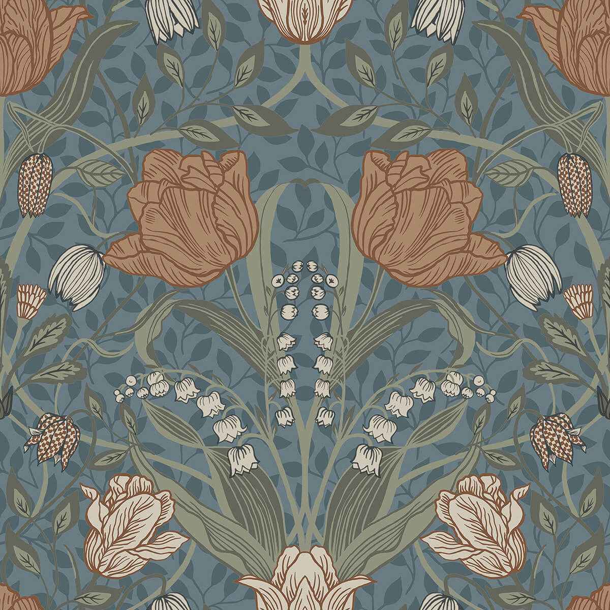 Filippa Blue Tulip Wallpaper - York Wallcoverings - 2999-33009