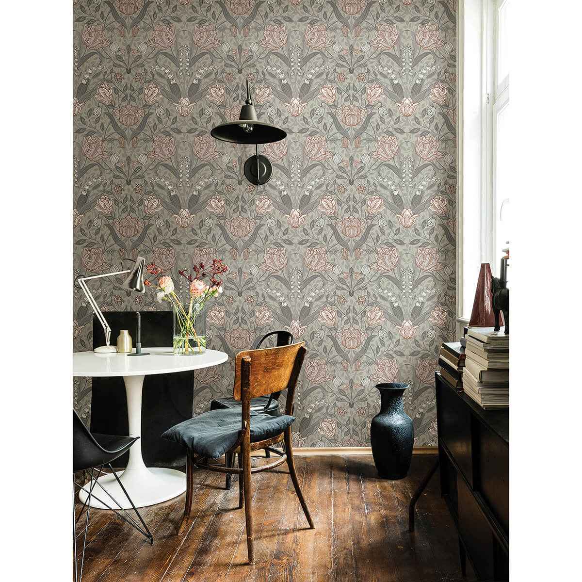 Filippa Grey Tulip Wallpaper - York Wallcoverings - 2999-44105 - York Wallcoverings Wallpaper