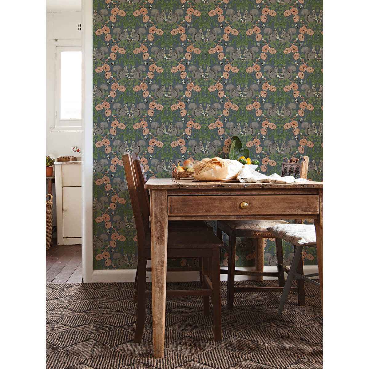 Kurre Blue Woodland Damask Wallpaper - York Wallcoverings - 2999-44122 - York Wallcoverings Wallpaper