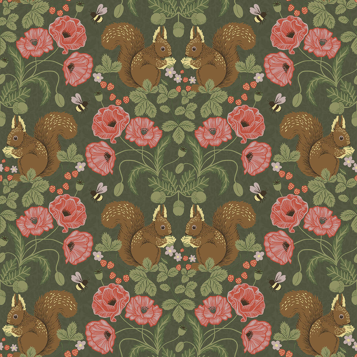 kurre-dark-green-woodland-damask-wallpaper-york-wallcoverings-2999-44124 - York Wallcoverings Wallpaper