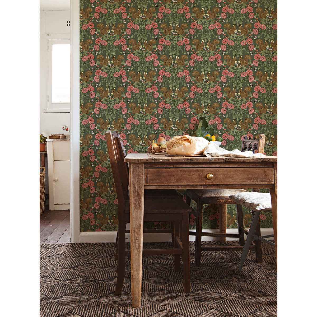 Kurre Dark Green Woodland Damask Wallpaper - York Wallcoverings - 2999-44124 - York Wallcoverings Wallpaper
