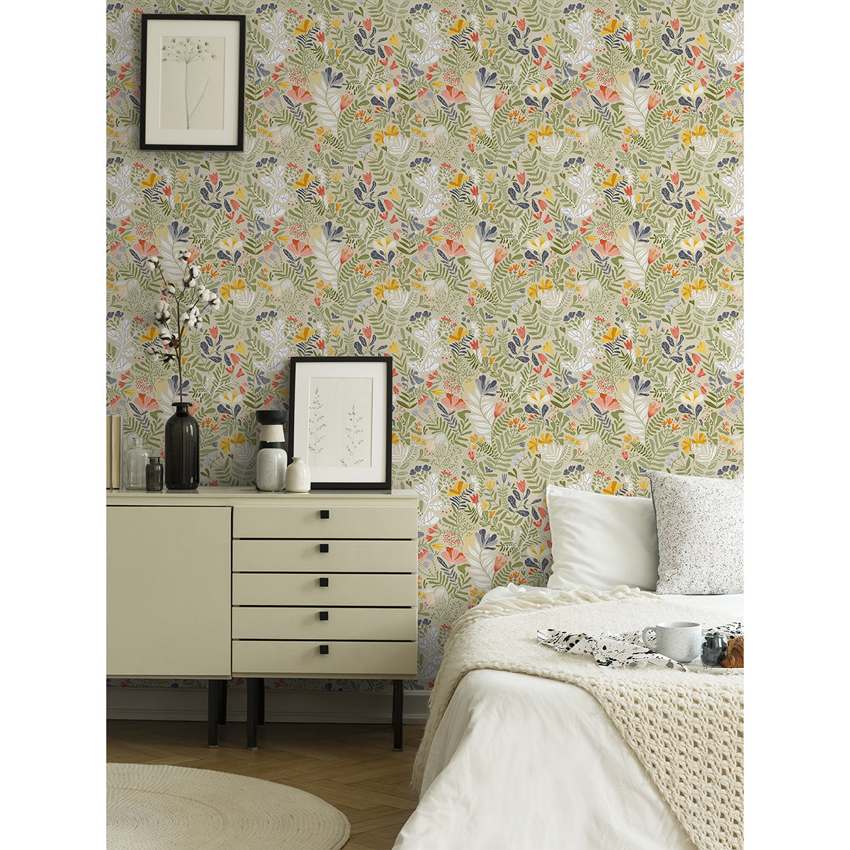 Brittsommar Green Woodland Floral Wallpaper  | Brewster Wallcovering - The WorkRm