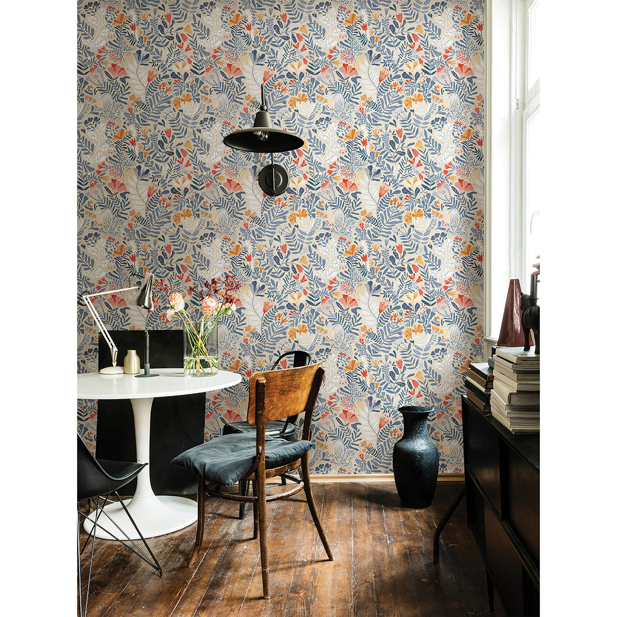 Brittsommar Light Blue Woodland Floral Wallpaper  | Brewster Wallcovering - The WorkRm