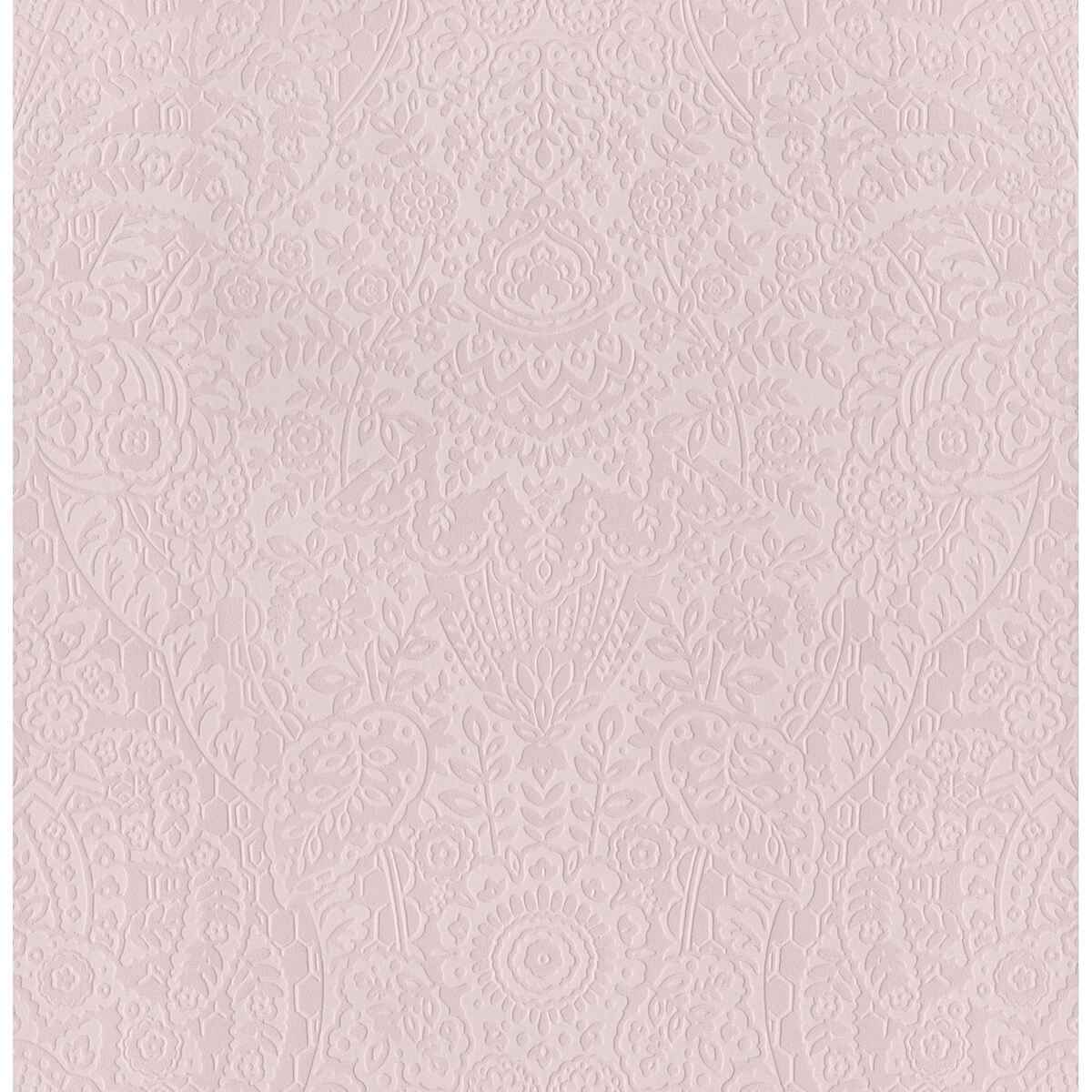 Maris Pink Flock Damask Wallpaper - York Wallcoverings - 2973-87368 - York Wallcoverings Wallpaper
