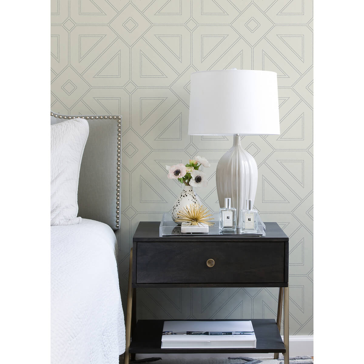 voltaire-grey-beaded-geometric-wallpaper-york-wallcoverings-2973-87371 - York Wallcoverings Wallpaper